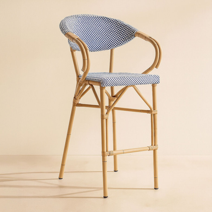 Lot de 2 fauteuils de bar en textilène bleu AMALFI