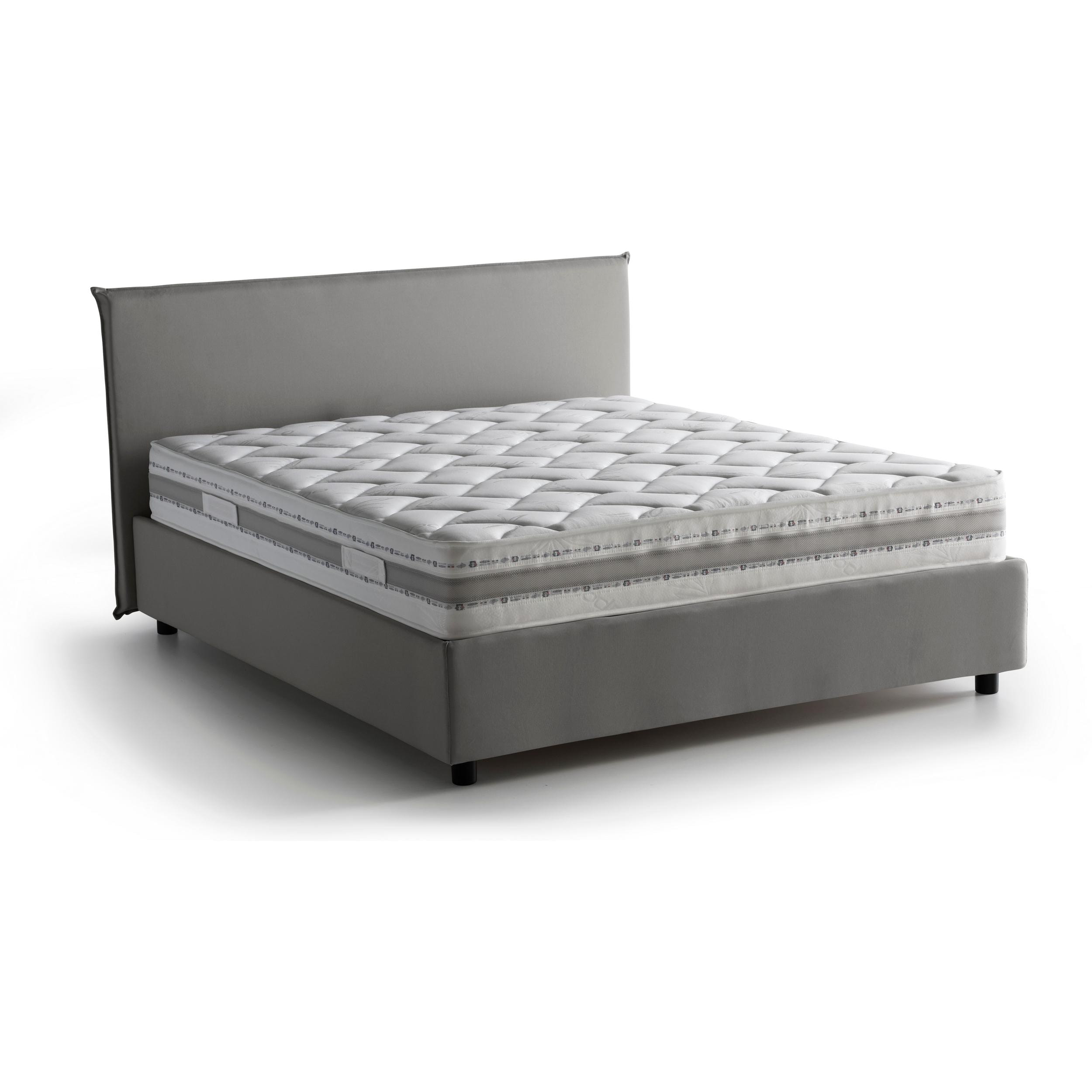 Letto matrimoniale Bonella, Letto contenitore con rivestimento in tessuto, 100% Made in Italy, Apertura frontale, adatto per materasso Cm 160x200, Grigio