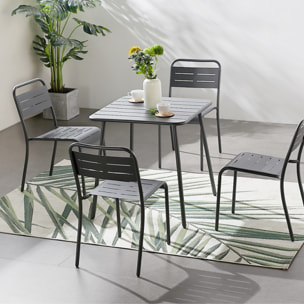 Ensemble table + chaises gris foncé 4 places  - EVORA