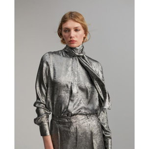 Camicia laminata con colletto a cravatta