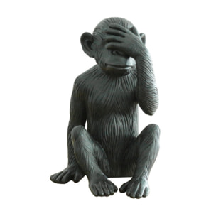 Statue singe en résine noir mat H39cm - MIZARU