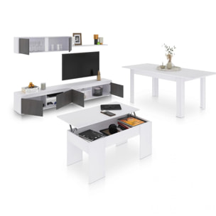 Pack salón con mesa de centro y mesa de comedor Arlet Max V2B Blanco Artik (Blanco Mate) - Óxido