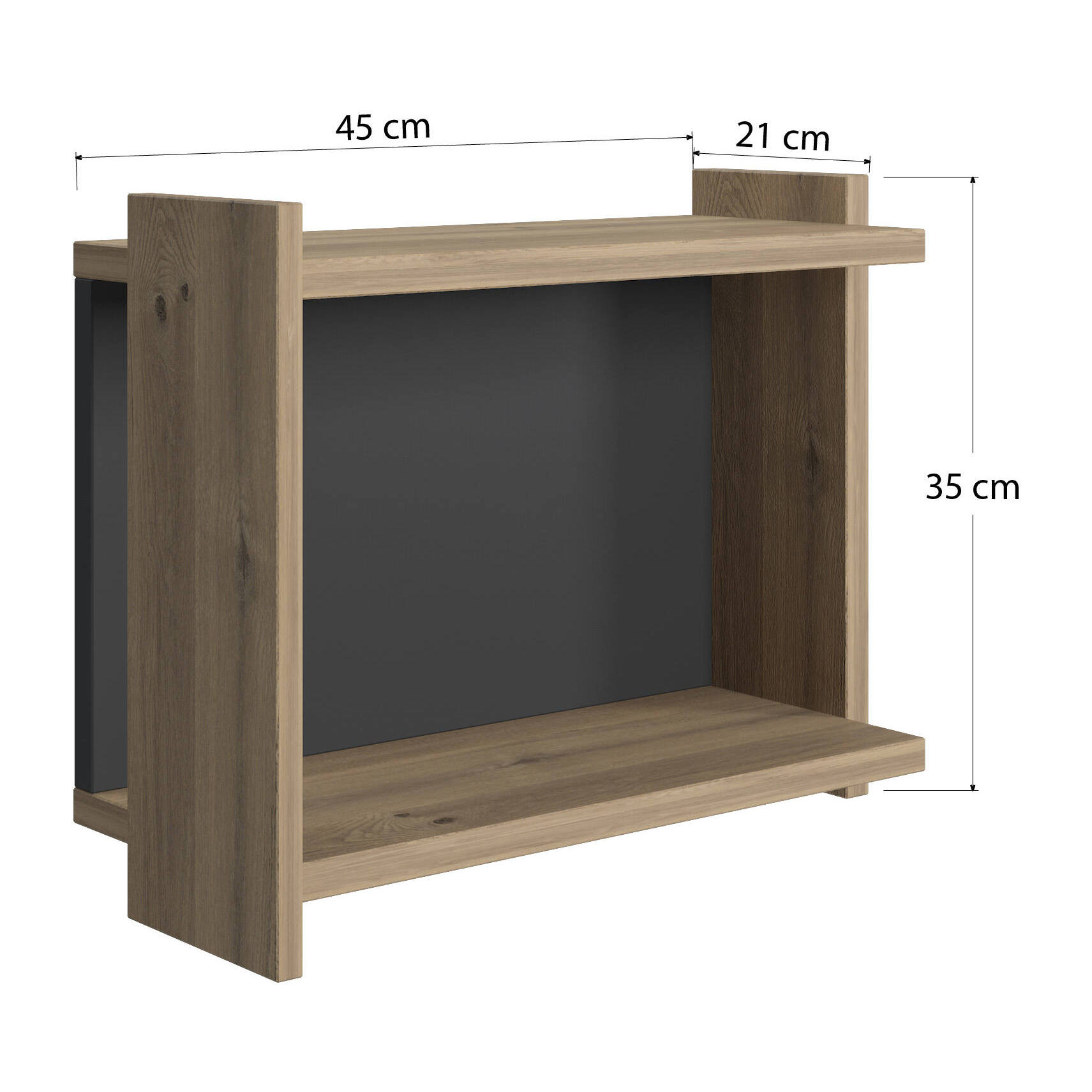 Libreria pensile da parete, cm 45 x 51 x 35, colore quercia e antracite