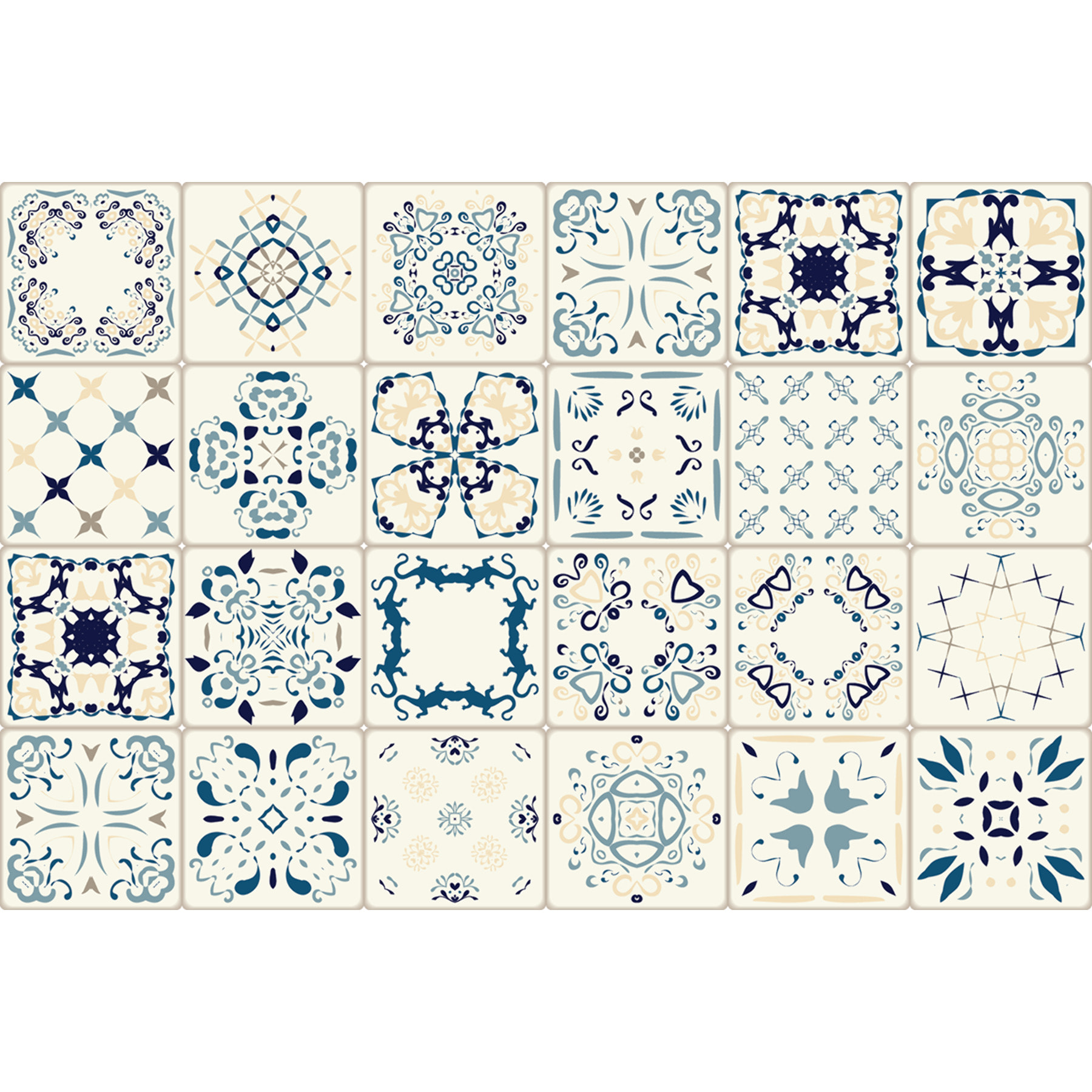 Stickers muraux - Sticker Mural Carrelage adhésif Cuisine Salle de Bain - 24 STICKERS CARRELAGES AZULEJOS GIROLAMO