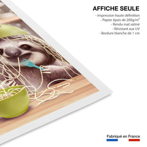 Affiche enfant jeune paresseux et spaghetti  Affiche seule