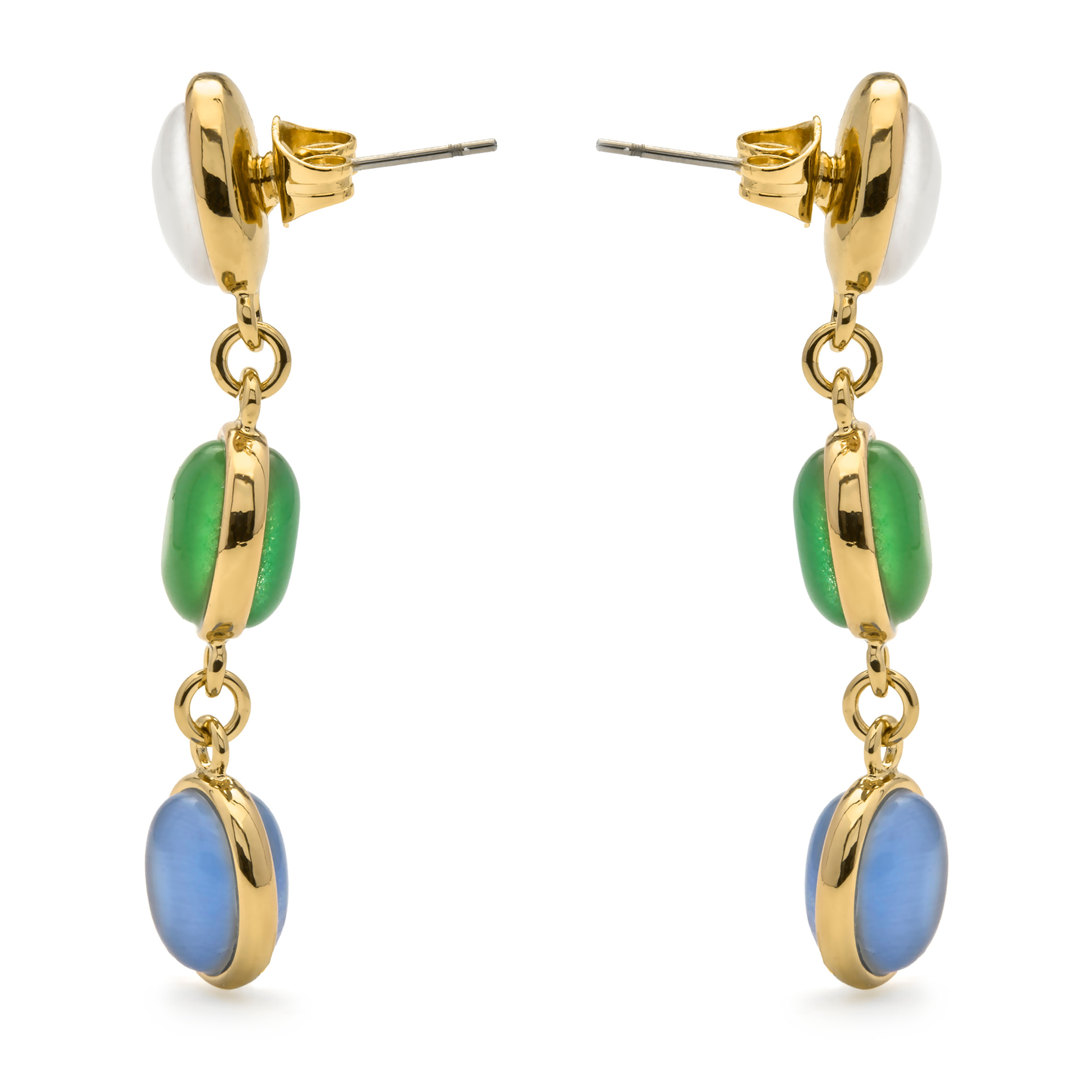 Pendientes de Ojo de Gato Multicolor acabado en oro amarillo 18k