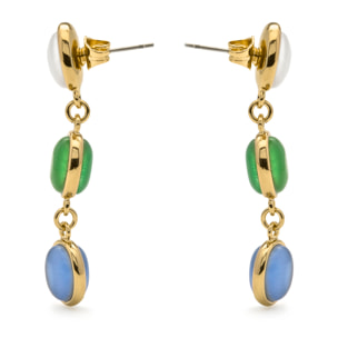 Pendientes de Ojo de Gato Multicolor acabado en oro amarillo 18k