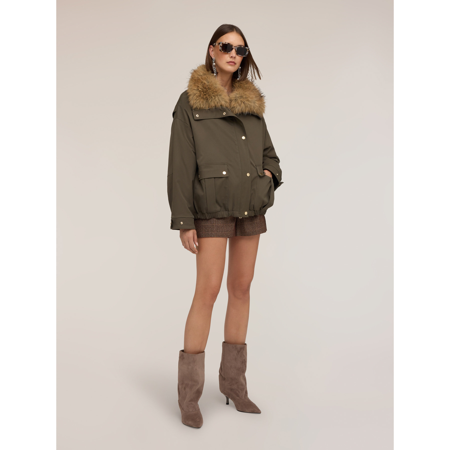 Motivi - Giaccone oversize con colletto - Verde militare