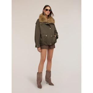 Motivi - Giaccone oversize con colletto - Verde militare