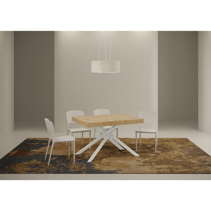 Mesa extensible 90x130/234 cm Karida Premium roble natural patas blanca