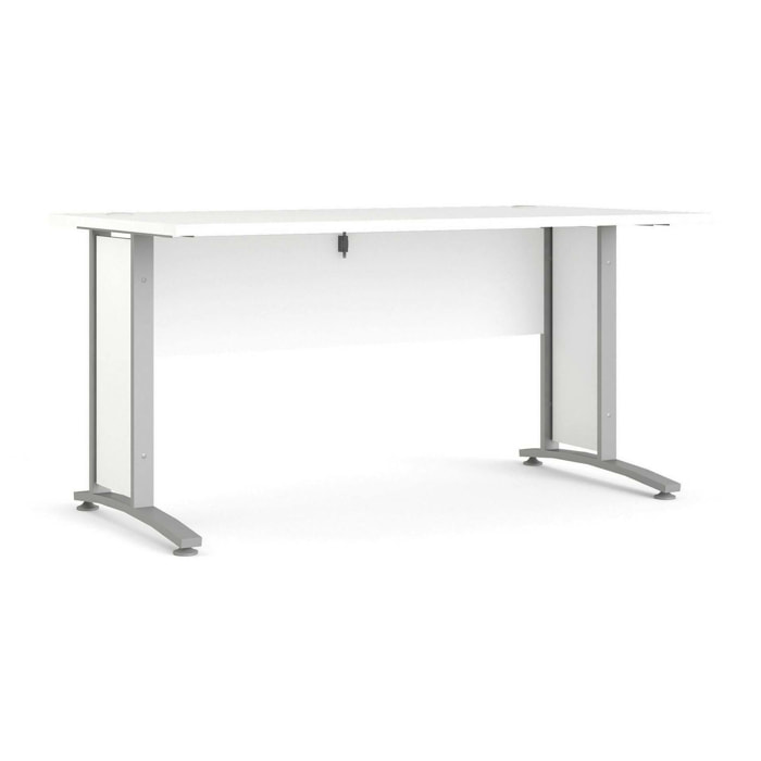 Scrivania Ascorbato, Scrittoio multiuso, Tavolo per ufficio porta PC, Piano di lavoro, 150x80 h75 cm, Bianco e Grigio
