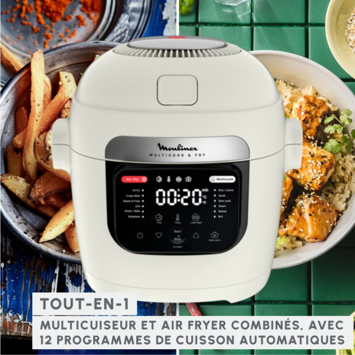Cuiseur MOULINEX MZ7311F0 blanc cuiseur et Airfryer 6 L, 12 modes de cuisson