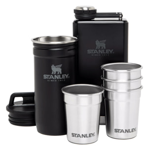 Pre-Party Shot Glass + Flask Set - Matte Black Pebble