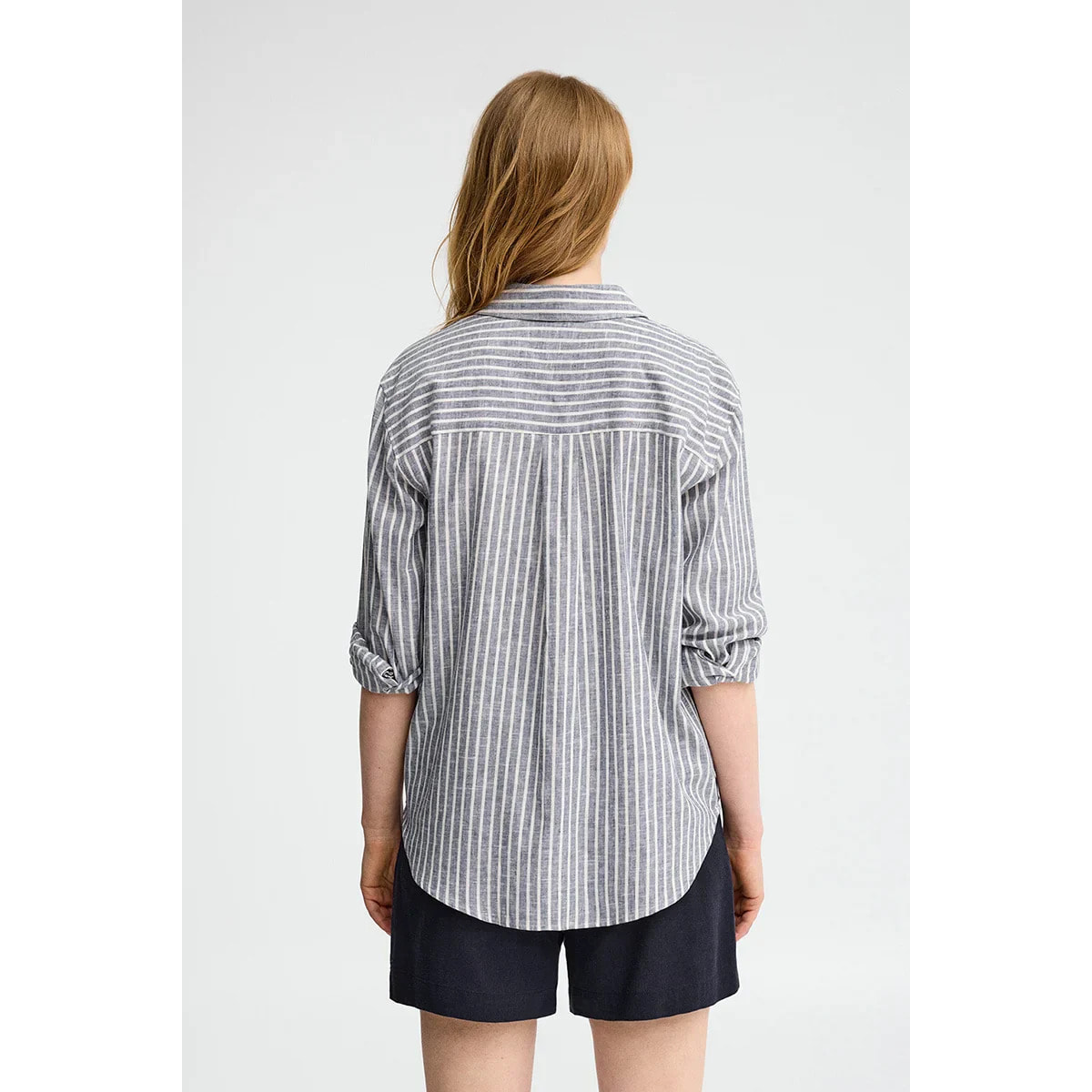 Camicia cotolino a righe celeste regular fit con ricamo Polo Club