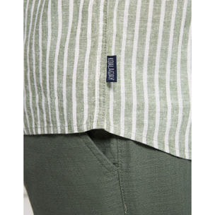 Camisa Rayas Manga Larga Verde - Ciclone