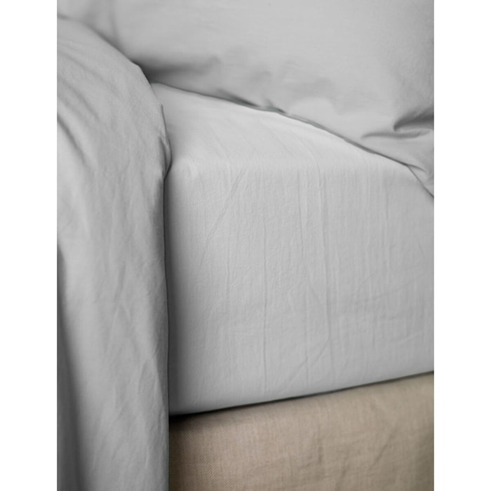 Drap Housse - Bonnet:30cm Percale Coton Blanc