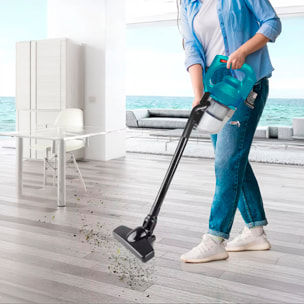 Aspirapolvere a mano da 300W con serbatoio da 700ml. Include 4 testine e 2 batterie da 15000mAh.