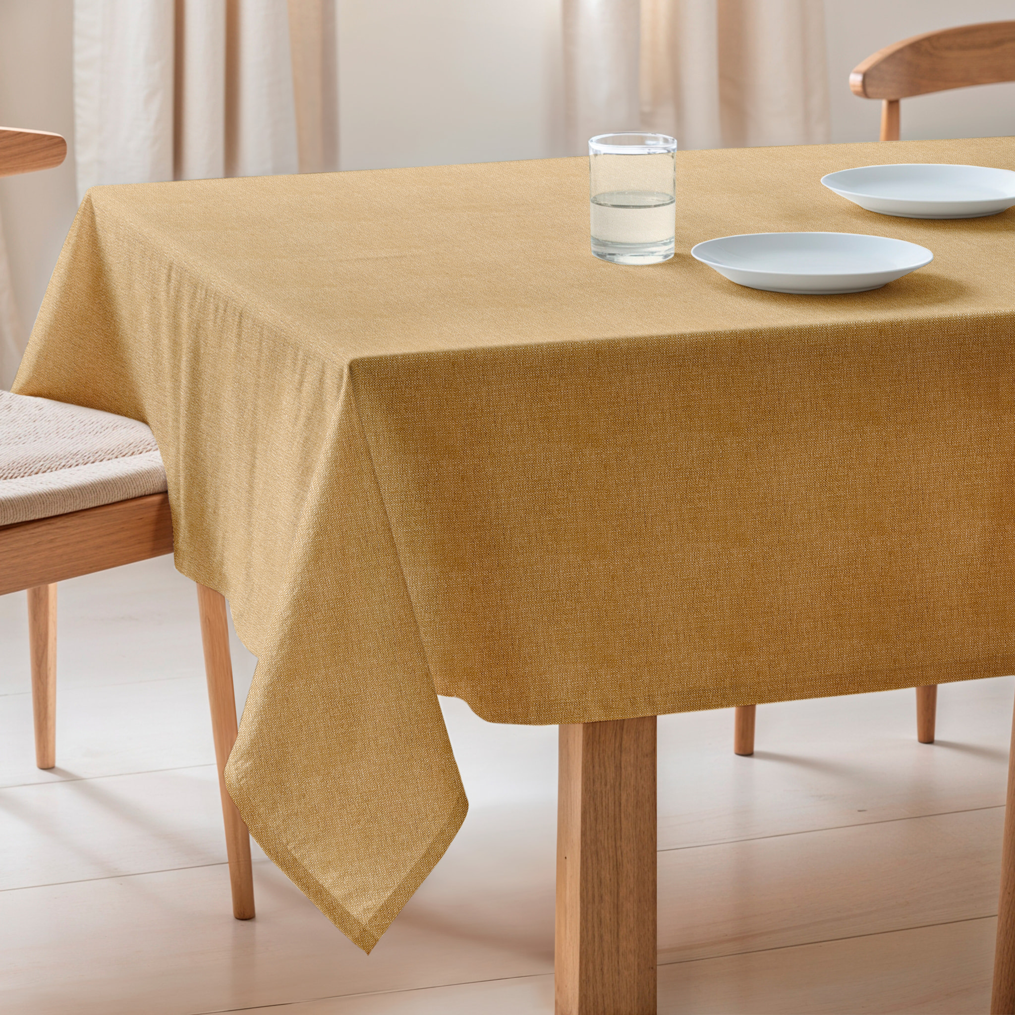Nappe jacquard unie antitache INDRA OCRE
