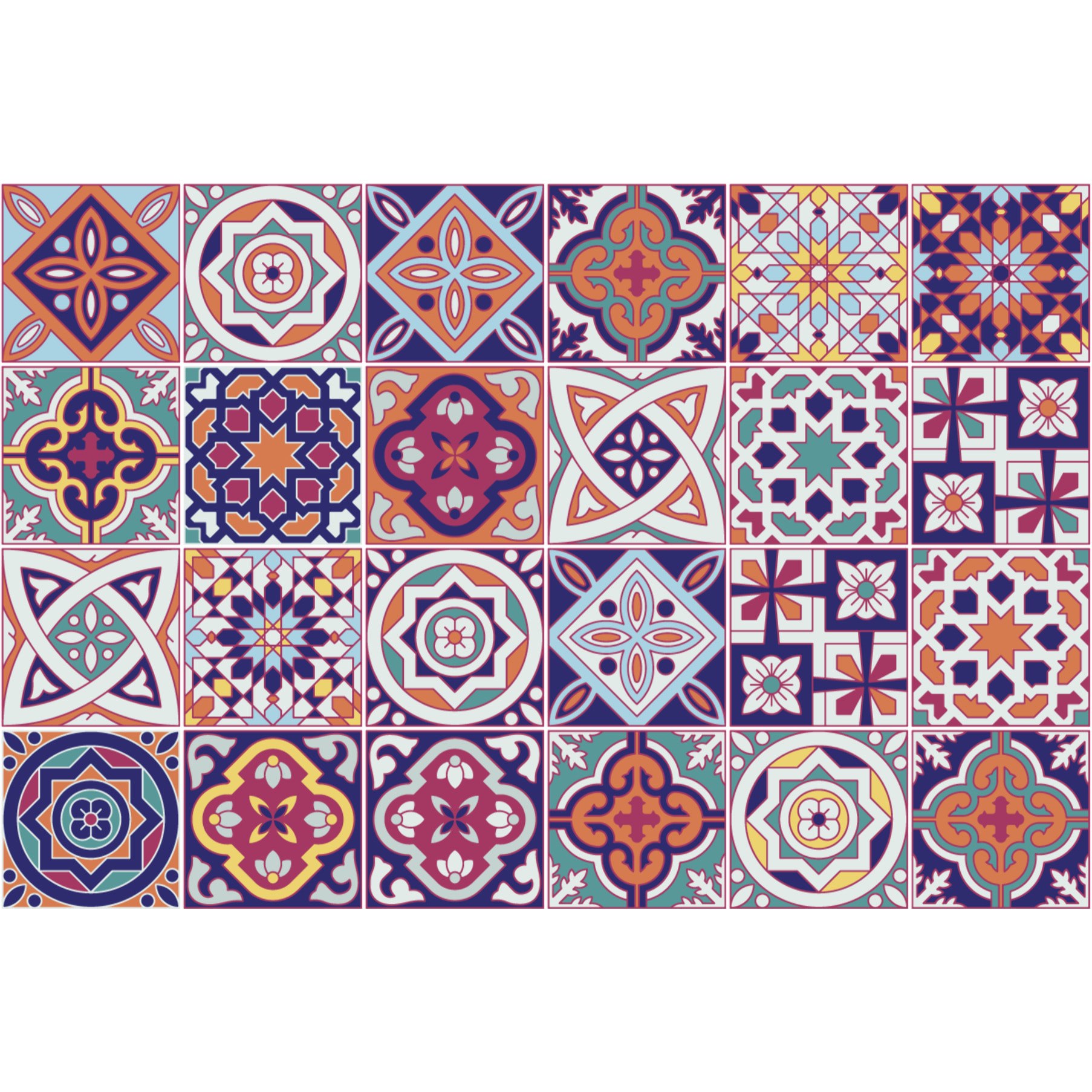 Stickers muraux - Sticker Mural Carrelage adhésif Cuisine Salle de Bain - 24 STICKERS CARRELAGES AZULEJOS LORETO