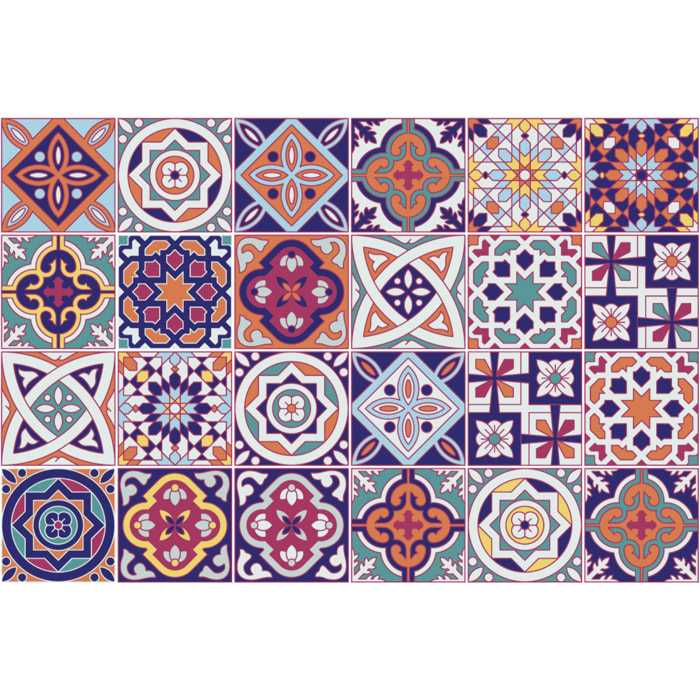 Stickers muraux - Sticker Mural Carrelage adhésif Cuisine Salle de Bain - 24 STICKERS CARRELAGES AZULEJOS LORETO