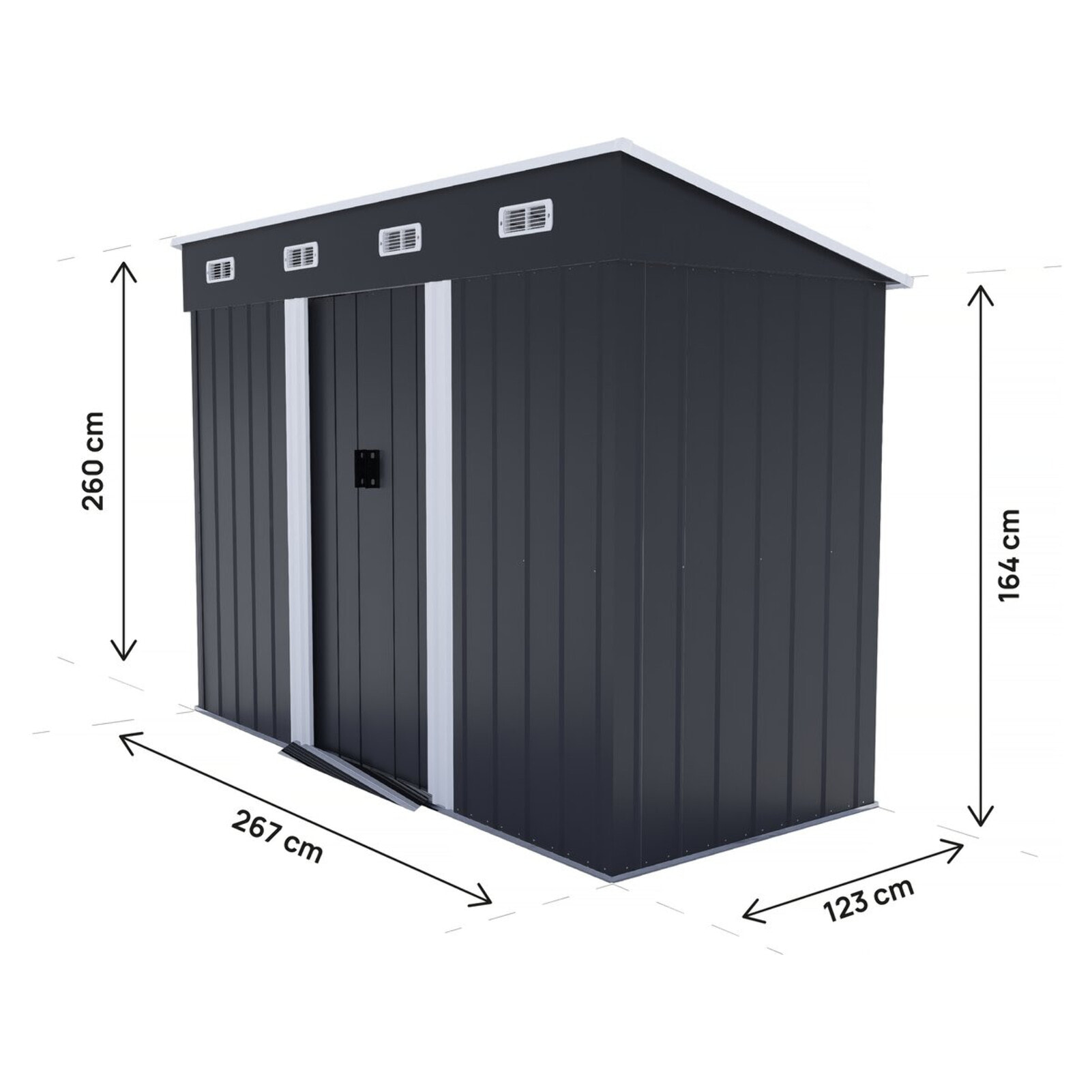 Abri de jardin métal monopente "Denver" - 3,32 m² - Gris