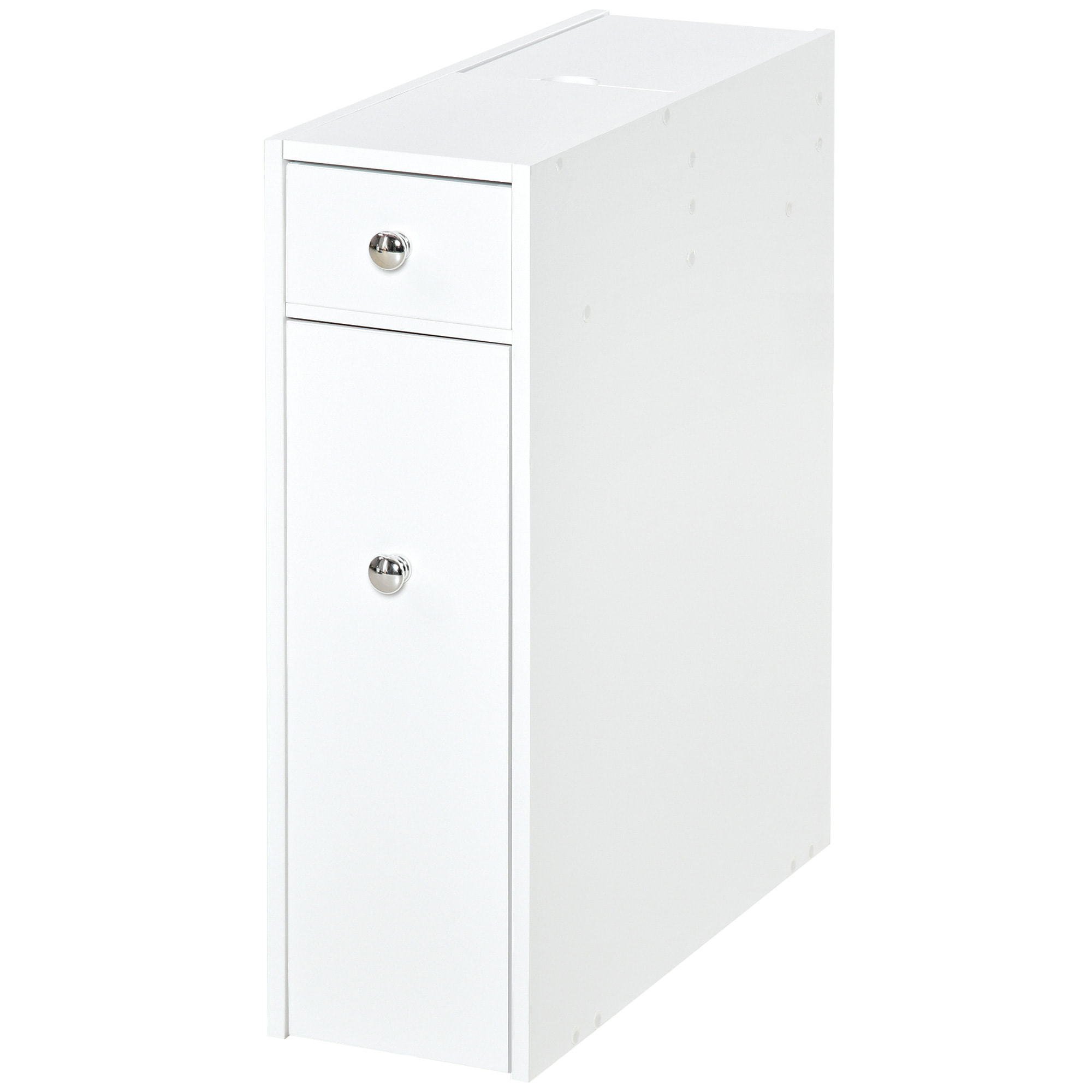 Support papier toilette - porte-papier toilette - armoire pour papier toilette - 2 tiroirs, coffre - MDF blanc