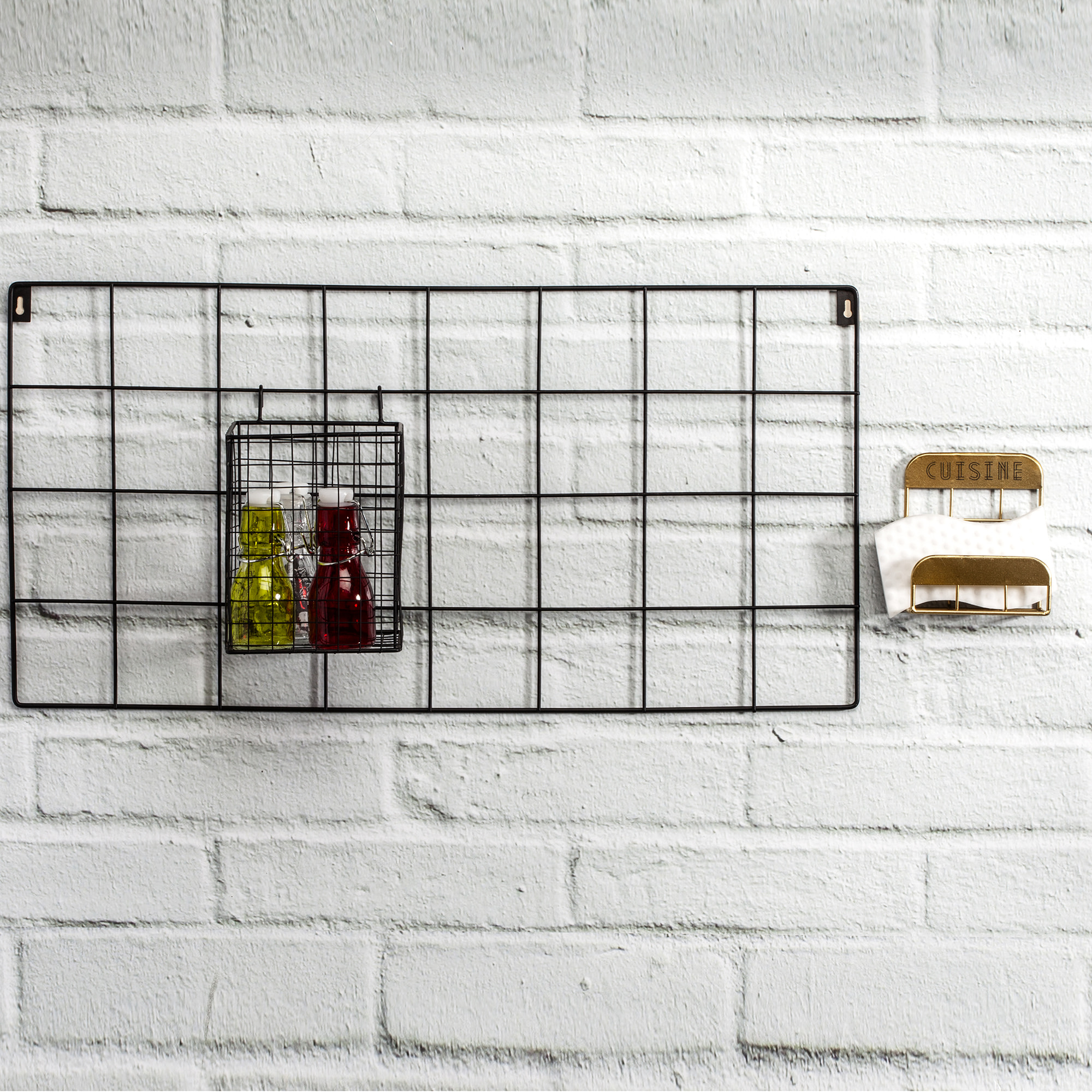 Support Mural - HOME DECO FACTORY - Filaire - Noir - Avec Pot et 4 Crochets