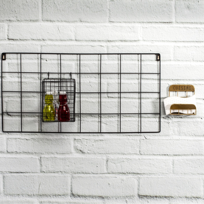 Support Mural - HOME DECO FACTORY - Filaire - Noir - Avec Pot et 4 Crochets