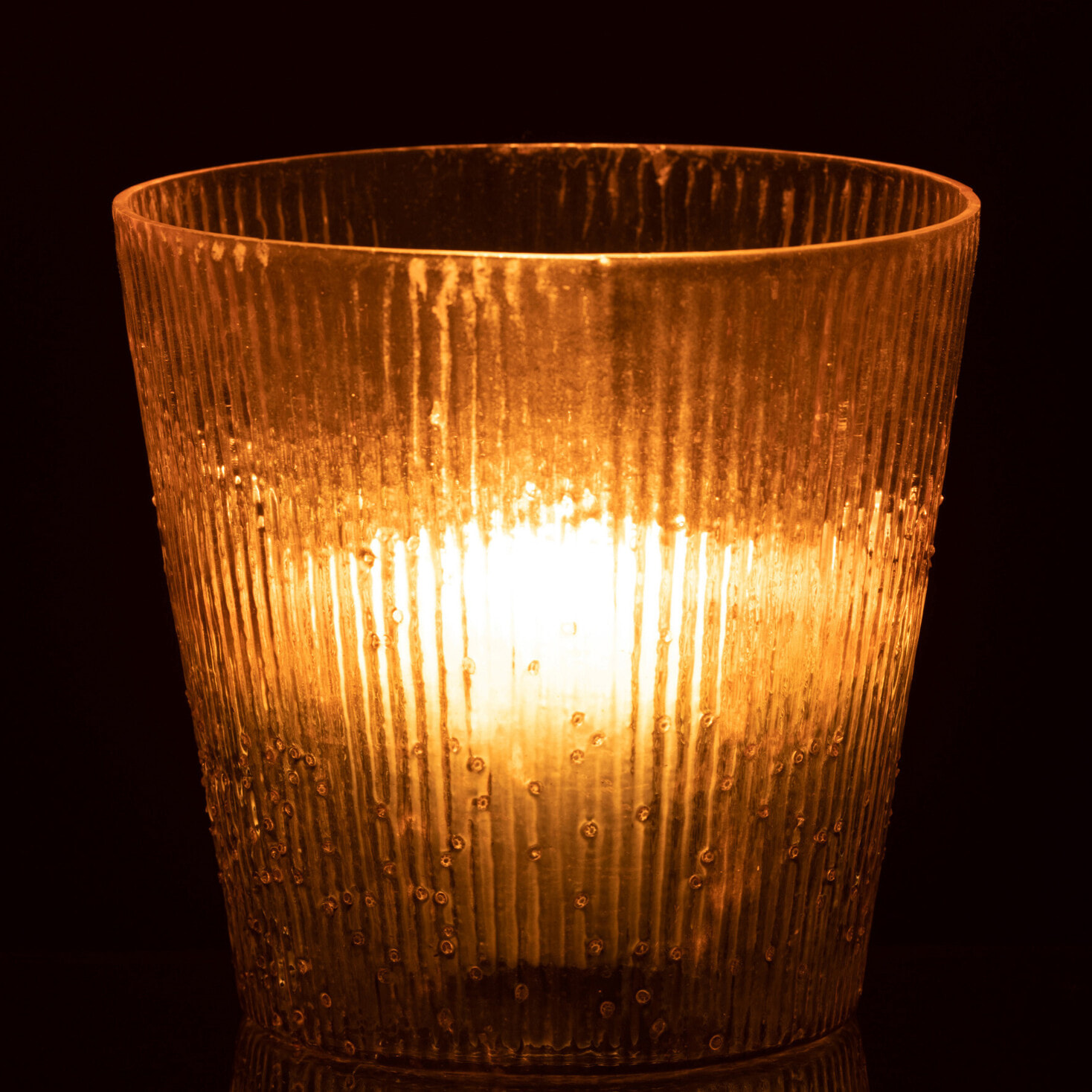 J-Line photophore Cotelé - verre - rose - large