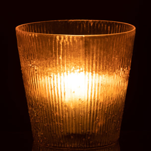 J-Line photophore Cotelé - verre - rose - large