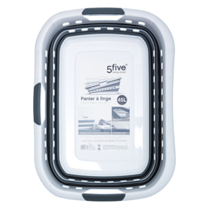 Cesto de ropa plegable Caja de 45L Blanco y gris