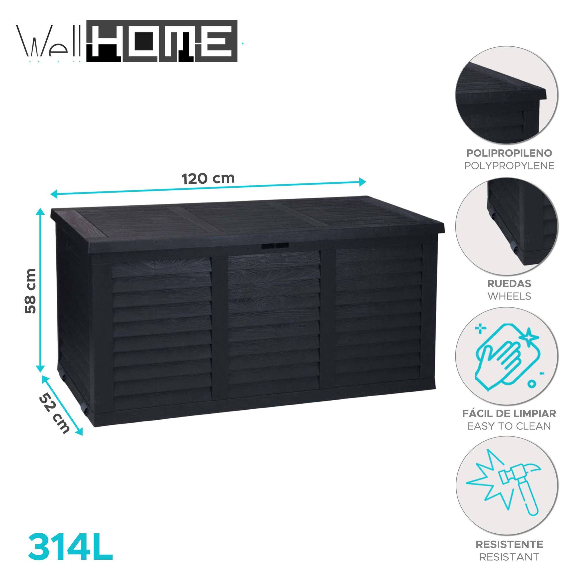 Well home - baúl de jardín 'hippo' de 314l ideal para el almacenamiento