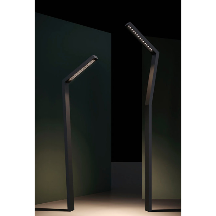 LEDS C4 Zigzag symmetrical farola exterior con optica simetricas en blanco neutro 4000K color gris urbano