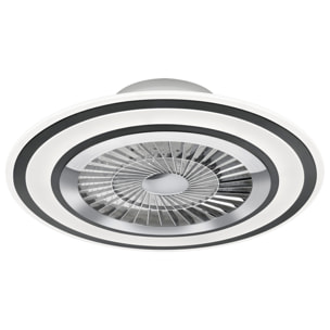 Flaga - Ventilatore e plafoniera LED Ã60 cm con bordo satinato nero, telecomando, dimmer, timer, luce notturna ed effetto stelle