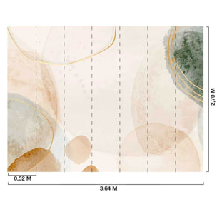 Papier peint formes organiques beige et vert sauge contemporain Intissé