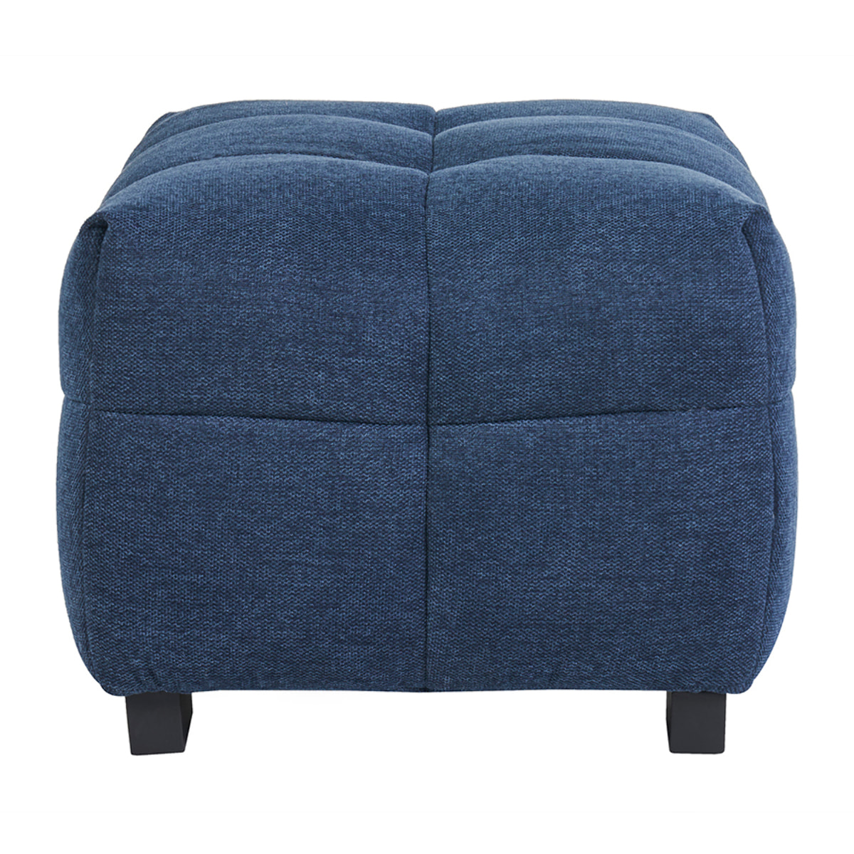 Pouf repose-pieds design en tissu effet velours texturé bleu foncé CORTO
