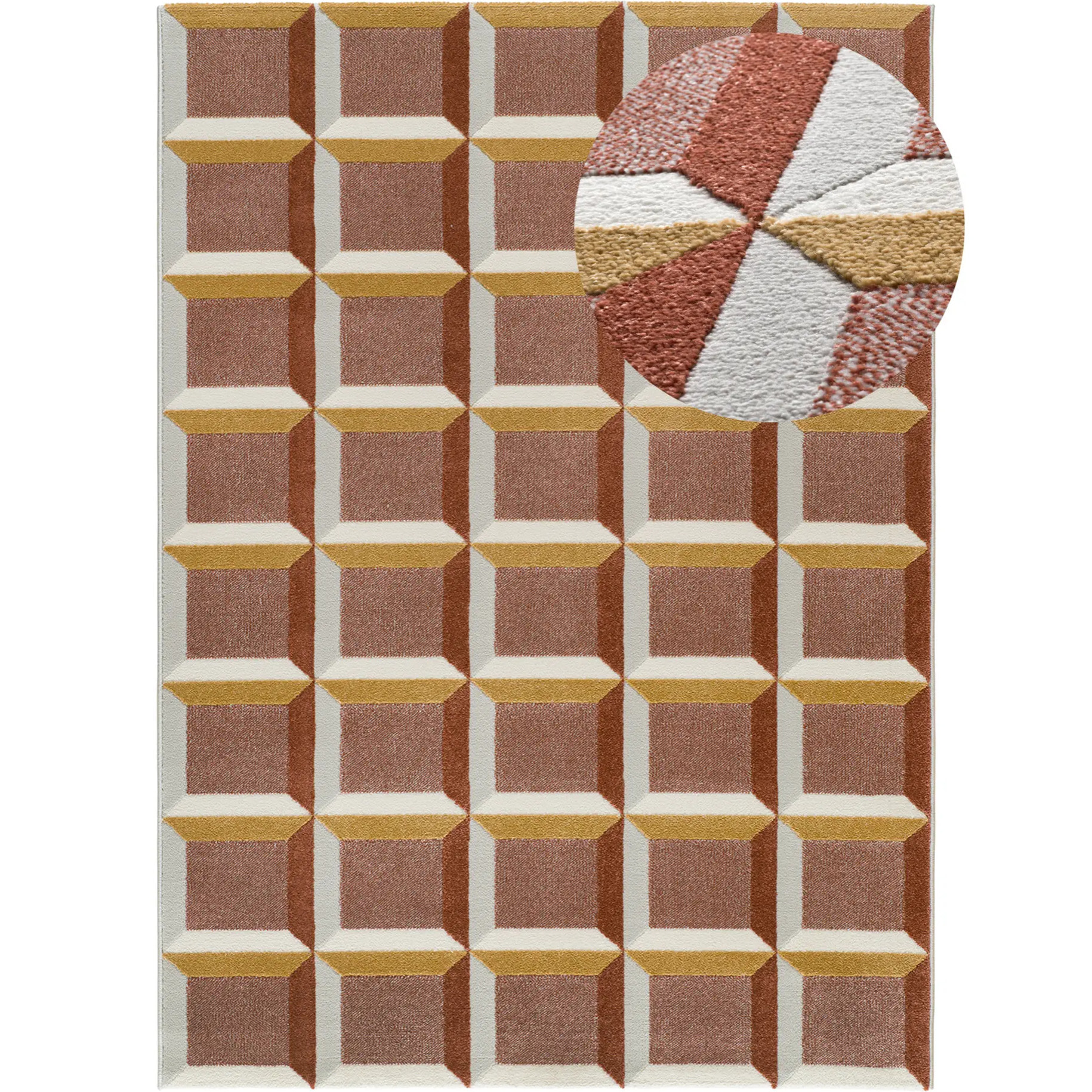 AMARA Alfombra geométrica con relieve caldera, varias medidas disponibles.