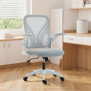 Chaise de bureau ergonomique accoudoirs relevables dossier rabattable gris clair