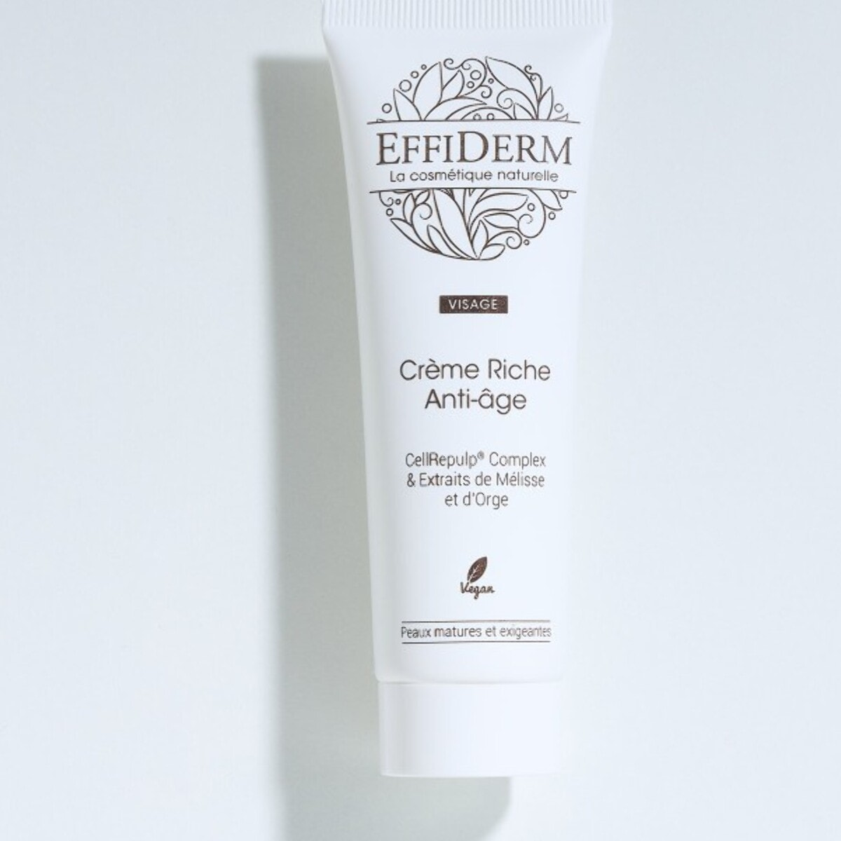 EFFIDERM - Crème Riche Anti-Âge - Formule à base de CellRepulp Complex - Beurre de Karité et Huile d'Amande douce - Peaux Matures - Tube 50 ml en plastique recyclé