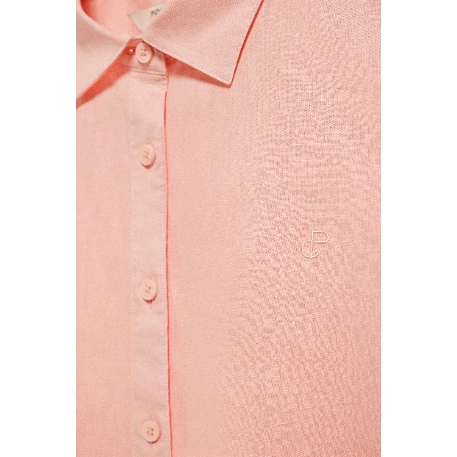 Camisa color salmón loose fit de lino y algodón con monograma bordado