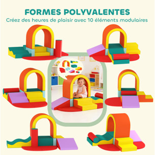 Parcours motricité bébé 10 pièces mousse EPE housse synthétique multicolore