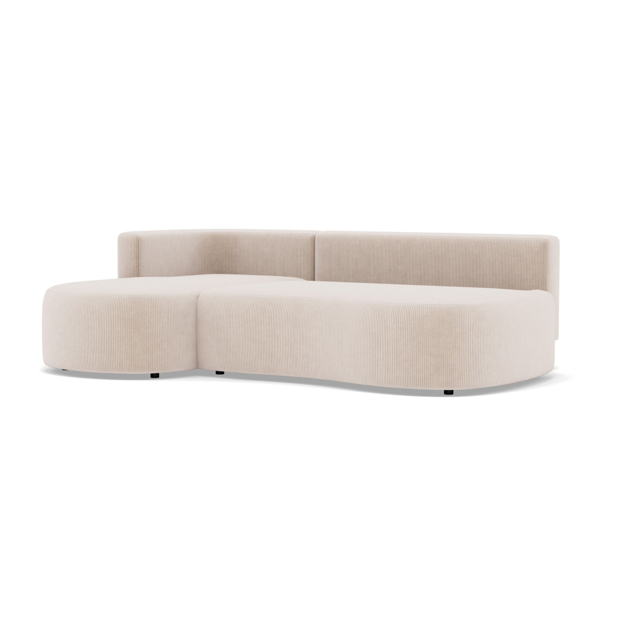 Mahina - canapé d'angle gauche 4 places convertible avec coffre en velours côtelé - Beige