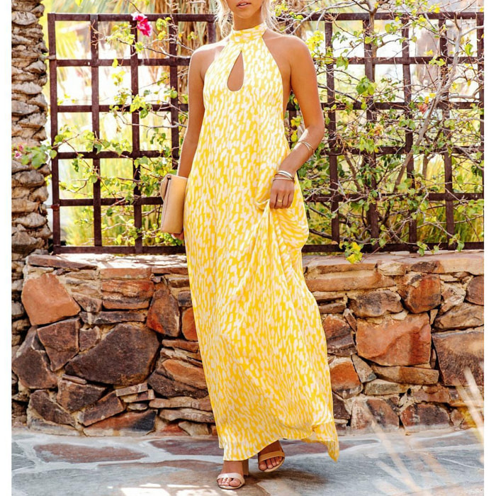 Vestido - crema y amarillo