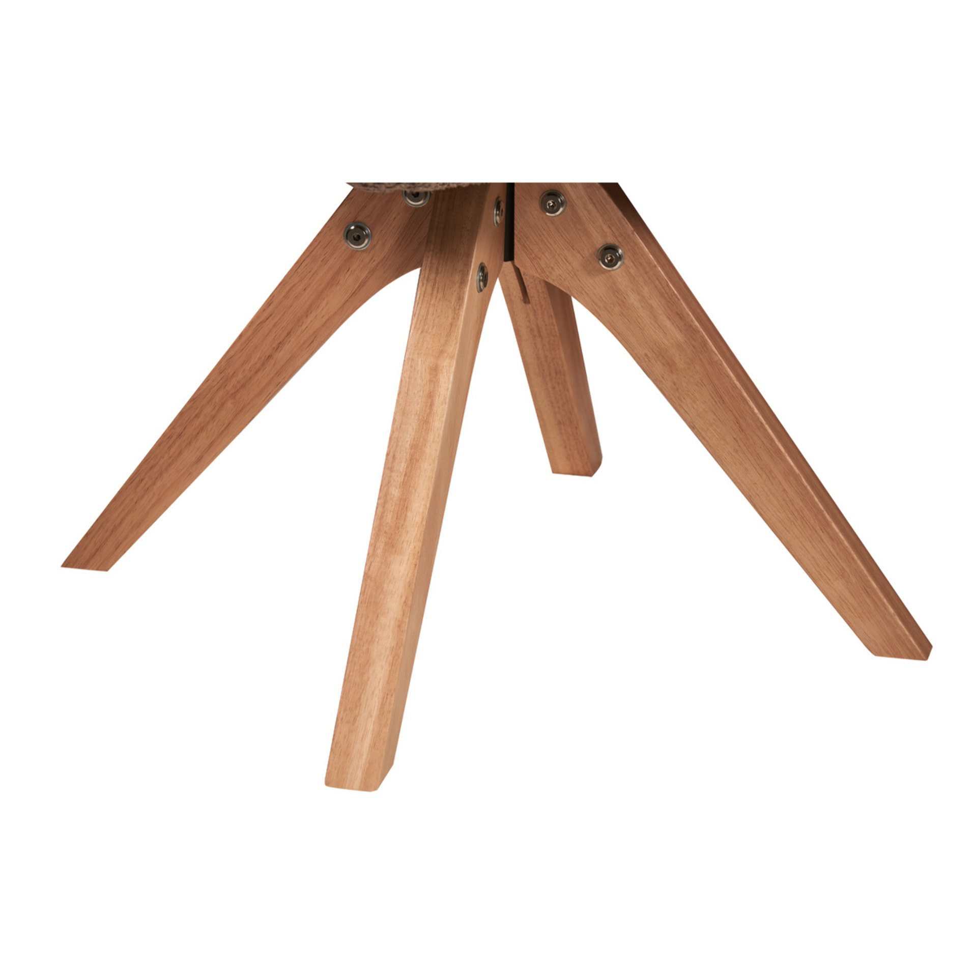 Sedia poltroncina Dian in bouclé taupe con gambe in legno