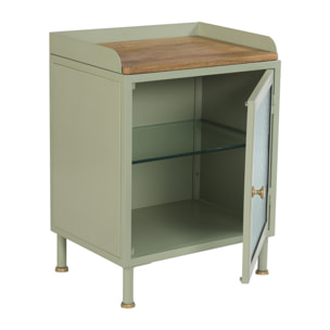 Table de chevet en verre, métal et bois 1 porte - Marnie