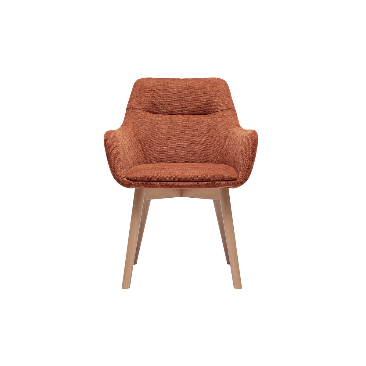 Chaises en tissu effet velours texturé terre brûlée et bois clair (lot de 2) ALESS