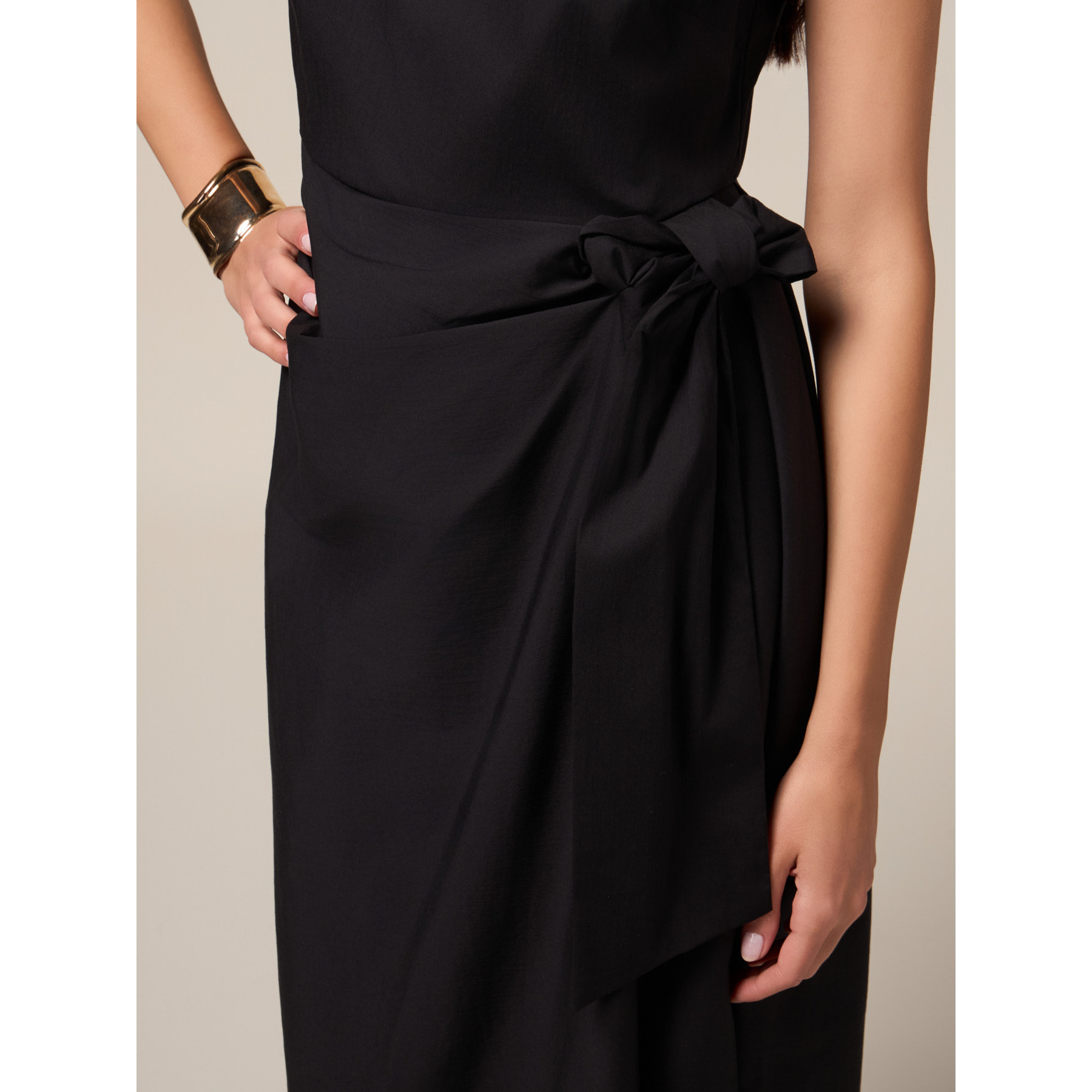 Oltre - Vestido midi con lazo lateral - Negro