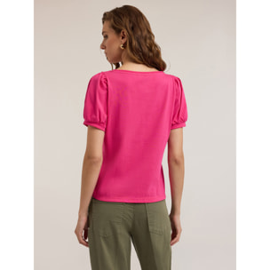 Motivi - Camiseta con mangas en forma de globo - Fuchsia