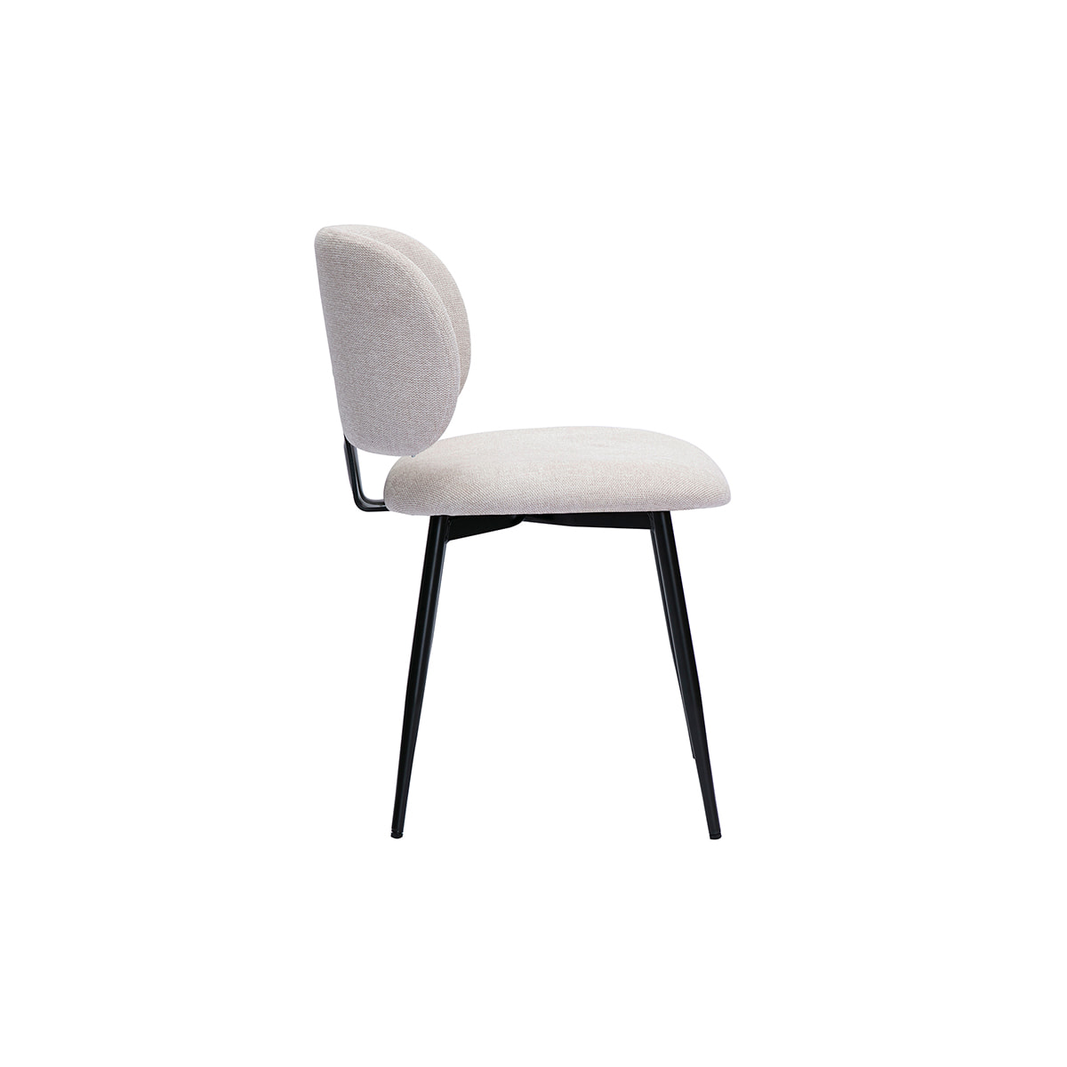 Chaises en tissu effet velours texturé beige et métal noir (lot de 2) ATRIUM