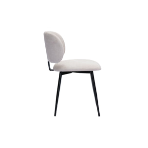 Chaises en tissu effet velours texturé beige et métal noir (lot de 2) ATRIUM